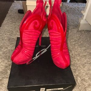 Brian Atwood Red Suede Booties